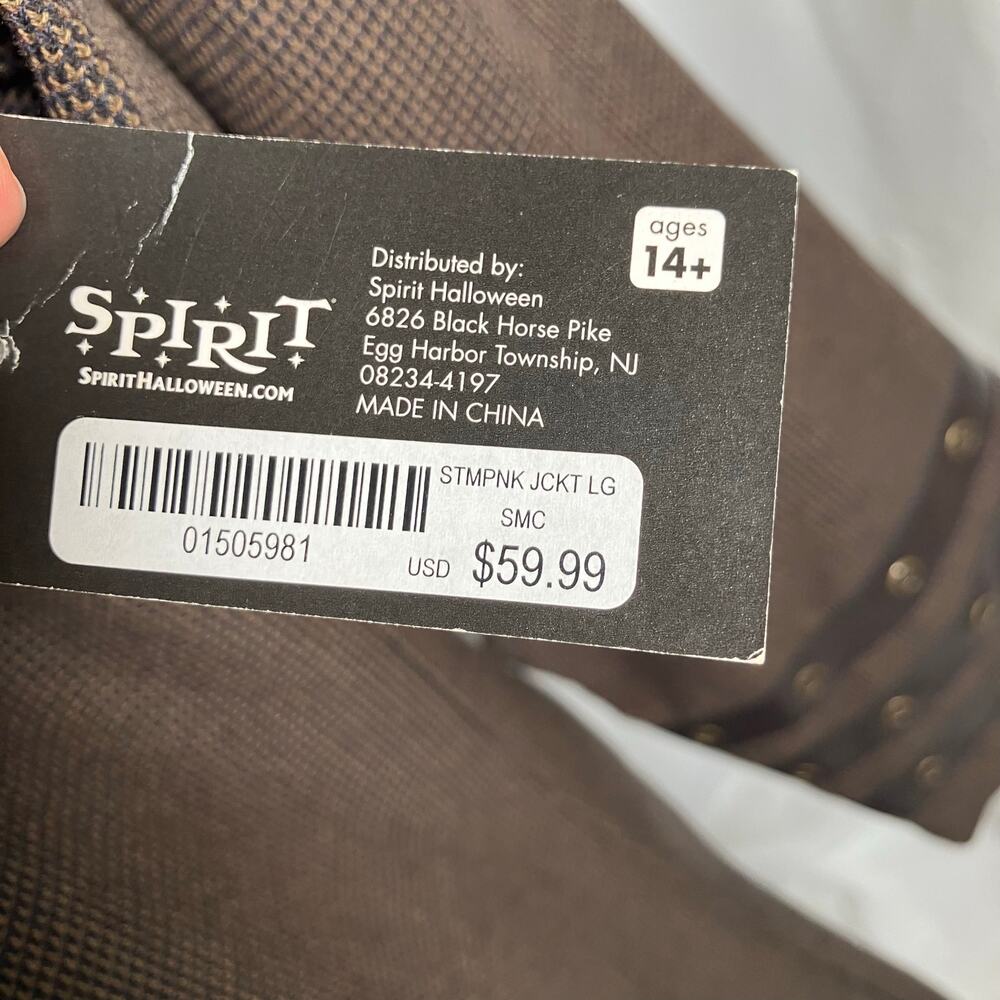 Spirit Halloween Steampunk Costume Jacket Brown Gold L Large NWT Cosplay 14+ - Picture 11 of 16